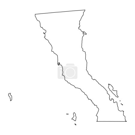 Ilustración de Mapa estatal de Baja California, divisiones administrativas del país de México. Ilustración vectorial. - Imagen libre de derechos