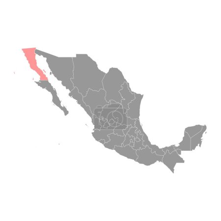 Ilustración de Mapa estatal de Baja California, divisiones administrativas del país de México. Ilustración vectorial. - Imagen libre de derechos