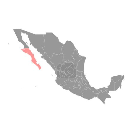 Téléchargez les illustrations : Carte de l'état de Baja California Sur, division administrative du pays du Mexique. Illustration vectorielle. - en licence libre de droit