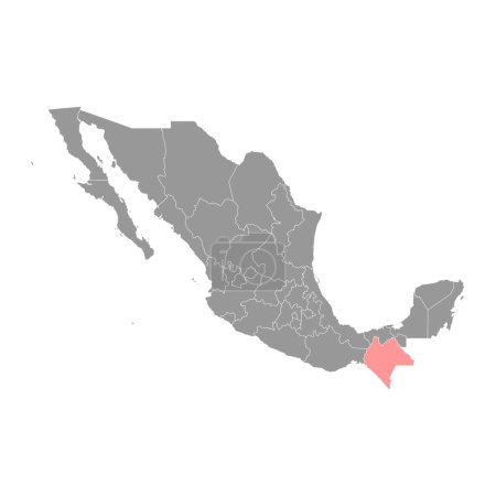 Téléchargez les illustrations : Carte de l'Etat du Chiapas, division administrative du pays du Mexique. Illustration vectorielle. - en licence libre de droit