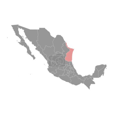 Téléchargez les illustrations : Carte de l'état de Tamaulipas, division administrative du pays du Mexique. Illustration vectorielle. - en licence libre de droit