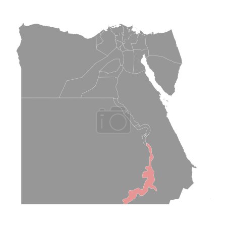 Illustration for Aswan Governorate map, administrative division of Egypt. Vector illustration. - Royalty Free Image