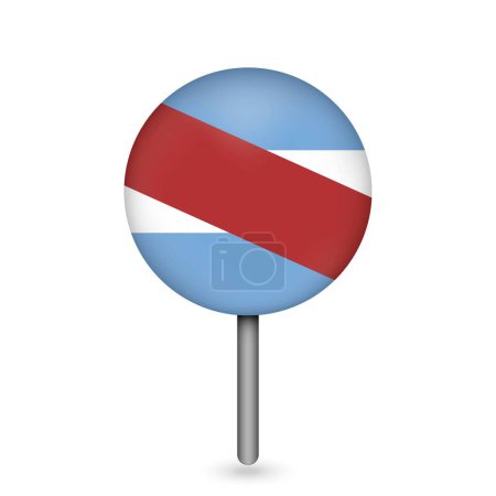 Illustration for Map pointer with Entre Rios Flag. Vector illustration. - Royalty Free Image