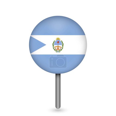 Ilustración de Puntero de mapa con Bandera de Corrientes. Ilustración vectorial. - Imagen libre de derechos