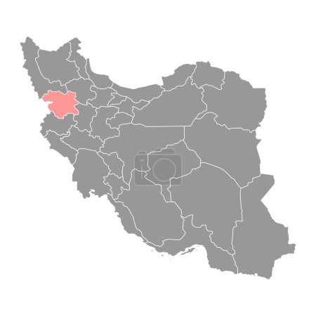 Ilustración de Kurdistán provincia mapa, división administrativa de Irán. Ilustración vectorial. - Imagen libre de derechos
