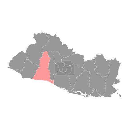 Ilustración de La Libertad mapa del departamento, división administrativa de El Salvador. - Imagen libre de derechos