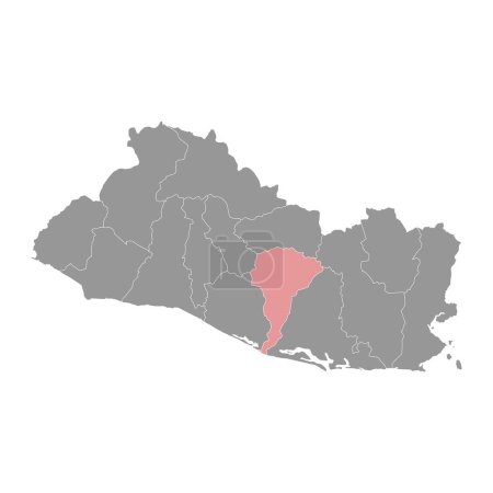 Ilustración de San Vicente mapa del departamento, división administrativa de El Salvador. - Imagen libre de derechos