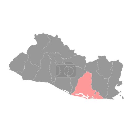 Ilustración de Usulutan departamento mapa, división administrativa de El Salvador. - Imagen libre de derechos