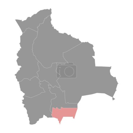 Téléchargez les illustrations : Département de Tarija carte, division administrative de la Bolivie. - en licence libre de droit