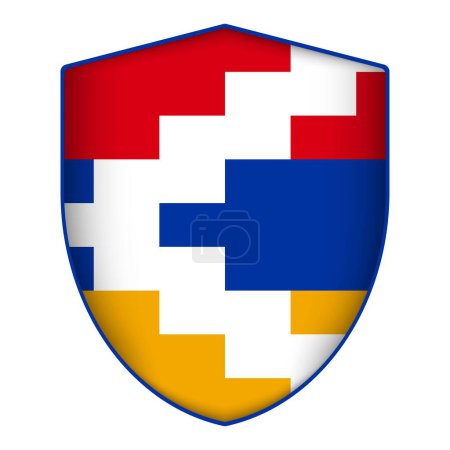 Ilustración de Bandera Artsaj en forma de escudo. Ilustración vectorial. - Imagen libre de derechos