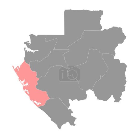 Illustration for Ogooue Maritime province map, administrative division of Gabon. Vector illustration. - Royalty Free Image