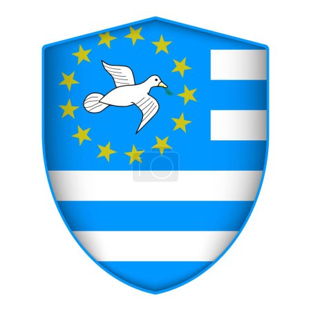 Illustration for Federal Republic of Southern Cameroons flag in shield shape. Vector illustration. - Royalty Free Image