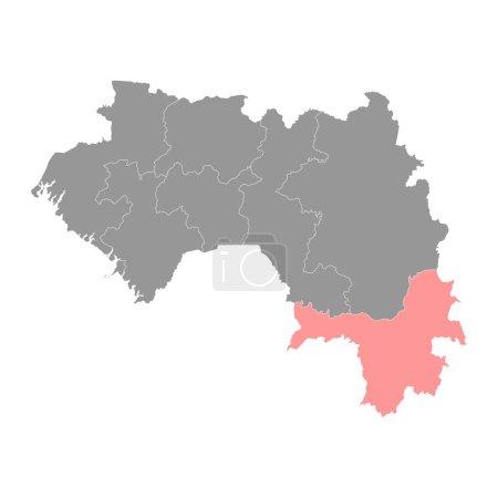 Ilustración de Nzerekore mapa de la región, división administrativa de Guinea. Ilustración vectorial. - Imagen libre de derechos