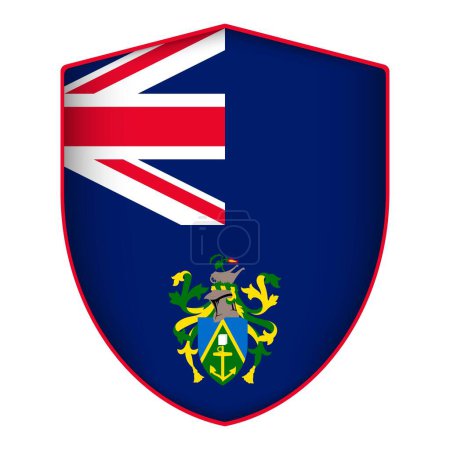 Ilustración de Bandera de Islas Pitcairn en forma de escudo. Ilustración vectorial. - Imagen libre de derechos