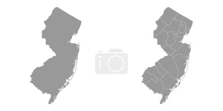 Illustration for New Jersey state gray maps. Vector illustration. - Royalty Free Image
