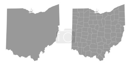 Ilustración de Mapas grises del estado de Ohio. Ilustración vectorial. - Imagen libre de derechos