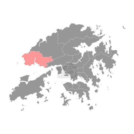 Téléchargez les illustrations : Carte du district de Tuen Mun, division administrative de Hong Kong. Illustration vectorielle. - en licence libre de droit