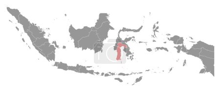 Téléchargez les illustrations : Carte de la province de Sulawesi-Sud, division administrative de l'Indonésie. Illustration vectorielle. - en licence libre de droit