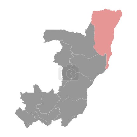Ilustración de Likouala mapa del departamento, división administrativa de República del Congo. Ilustración vectorial. - Imagen libre de derechos