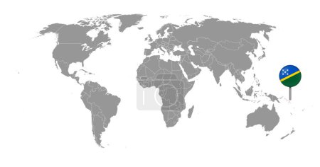 Ilustración de Mapa Pin con bandera de las Islas Salomón en el mapa del mundo. Ilustración vectorial. - Imagen libre de derechos