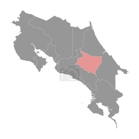 Ilustración de Mapa de Cartago provincia, división administrativa de Costa Rica. Ilustración vectorial. - Imagen libre de derechos