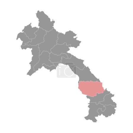 Ilustración de Mapa de la provincia de Savannakhet, división administrativa de la República Democrática Popular Lao. Ilustración vectorial. - Imagen libre de derechos
