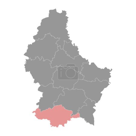 Ilustración de Esch sur Alzette cantón mapa, división administrativa de Luxemburgo. Ilustración vectorial. - Imagen libre de derechos