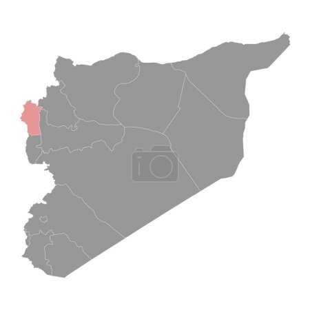 Téléchargez les illustrations : Carte du gouvernorat de Lattaquié, division administrative de la Syrie. Illustration vectorielle. - en licence libre de droit