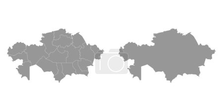 Téléchargez les illustrations : Carte du Kazakhstan avec divisions administratives. Illustration vectorielle. - en licence libre de droit