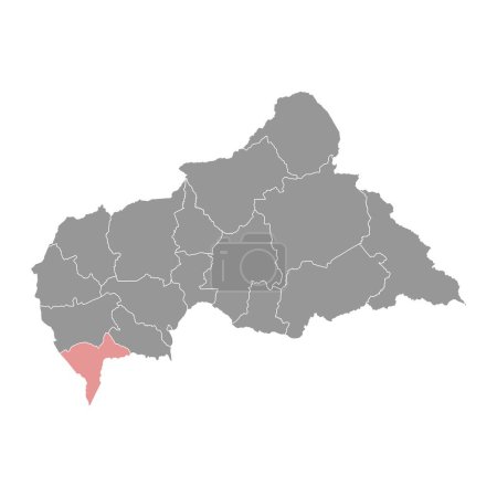 Mapa de la prefectura de Sangha Mbaere, división administrativa de la República Centroafricana.