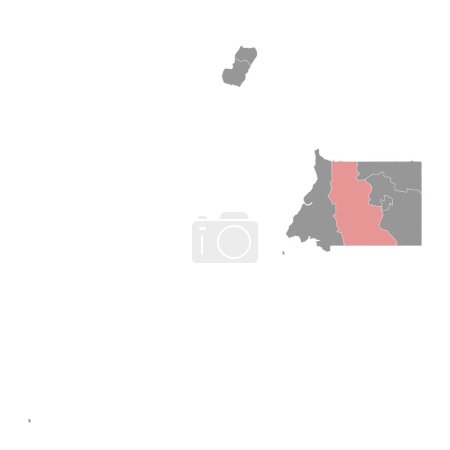 Ilustración de Centro Sur provincia mapa, división administrativa de Guinea Ecuatorial. Ilustración vectorial. - Imagen libre de derechos