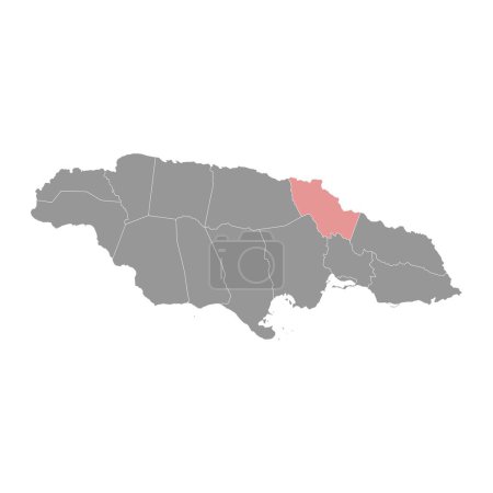 Saint Mary Parish map, administrative division of Jamaica. Vector illustration.