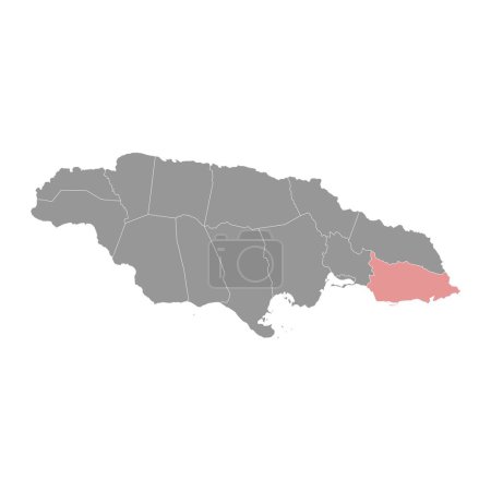 Saint Thomas Parish map, administrative division of Jamaica. Vector illustration.