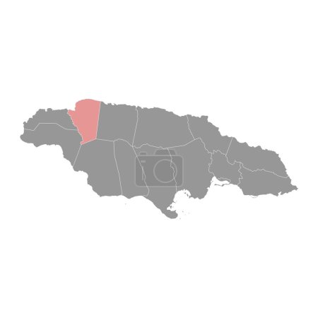 Saint James Parish map, división administrativa de Jamaica. Ilustración vectorial.
