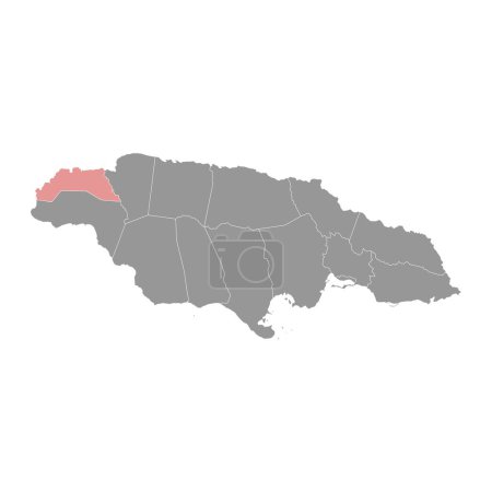 Hanover Parish map, división administrativa de Jamaica. Ilustración vectorial.