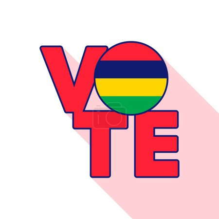 Panneau de vote, carte postale, affiche. Bannière avec drapeau mauricien. Illustration vectorielle.