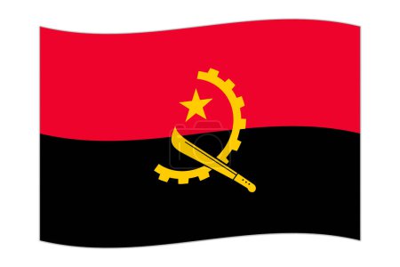 Waving flag of the country Angola. Vector illustration.
