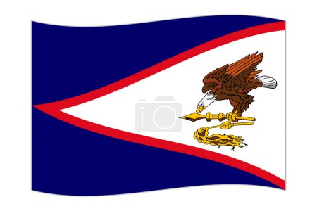 Waving flag of the country American Samoa. Vector illustration.