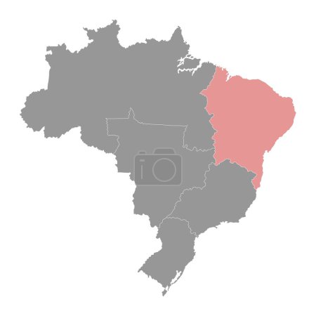 Illustration for Northeast Region map, Brazil. Vector Illustration. - Royalty Free Image