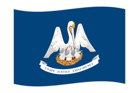 Téléchargez les illustrations : Waving flag of the Louisiana state. Vector illustration. - en licence libre de droit