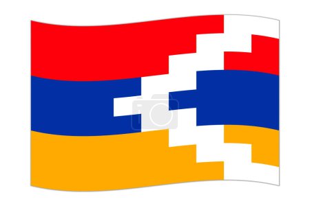 Waving flag of the country Artsakh. Vector illustration.