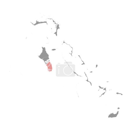Karte von SüdAndros, Verwaltungseinheit der Bahamas. Vektorillustration.