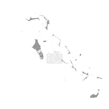 Zentrale Karte von Eleuthera, Verwaltungseinheit der Bahamas. Vektorillustration.
