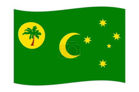 Waving flag of the country Cocos Islands. Vector illustration.