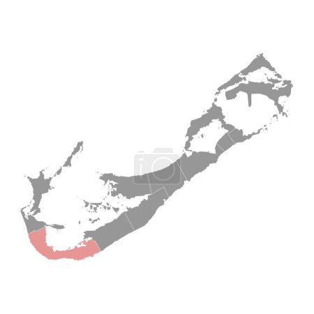 Southampton Parish map, administrative division of Bermuda. Vector illustration.