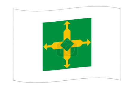 Waving flag of Federal District of Brazil. Vector illustration.