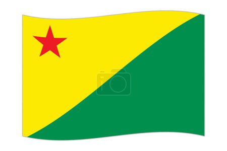 Waving flag of Acre. Vector illustration.