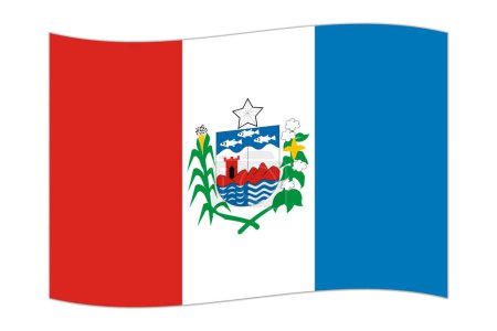 Waving flag of Alagoas. Vector illustration.