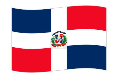 Waving flag of the country Dominican Republic. Vector illustration.