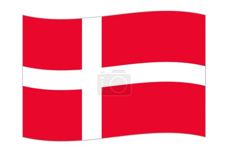 Waving flag of the country Denmark. Vector illustration.